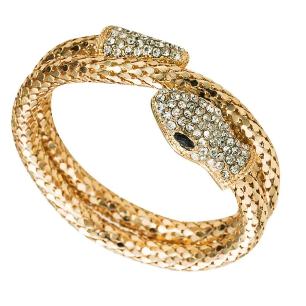 Gold & Rhinestone Snake Wrap Bracelet